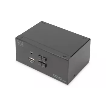 DIGITUS DS-12862 2 prievadų DisplayPort DualView KVM jungiklis, 60 Hz, 4K 60fps, kelių platformų palaikymas