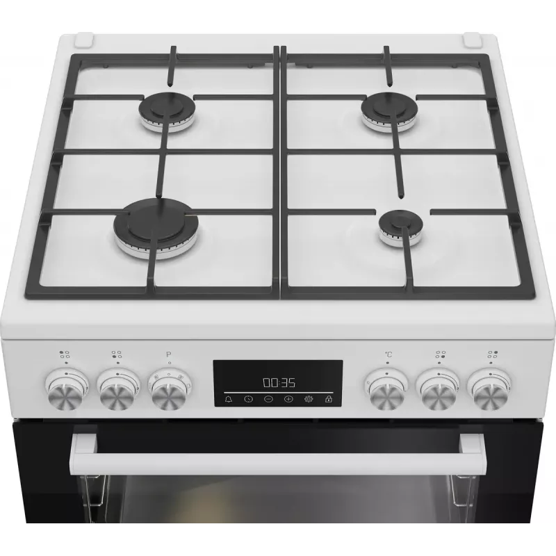 Laisvai pastatoma viryklė Beko FBM62330GWDTN, dujinė kaitlentė, elektrinė orkaitė, 72 L, A energijos klasė