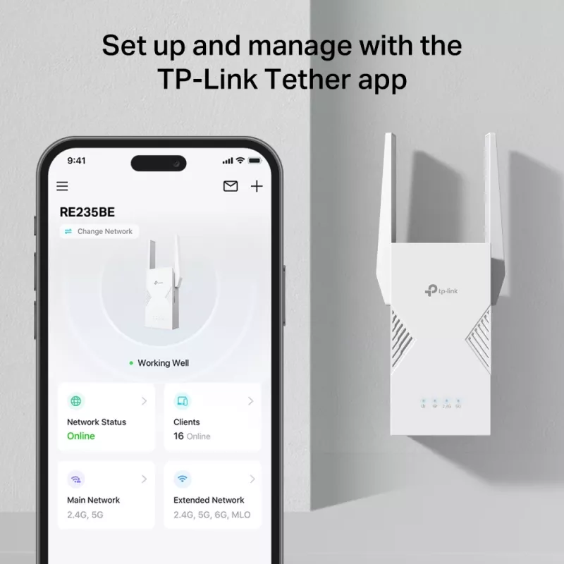 TP-LINK BE3600 tinklo siųstuvas-imtuvas, 2882 Mbit/s, dviejų juostų 2.4/5 GHz, 1× RJ-45, baltas