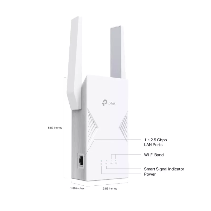 TP-LINK BE3600 tinklo siųstuvas-imtuvas, 2882 Mbit/s, dviejų juostų 2.4/5 GHz, 1× RJ-45, baltas