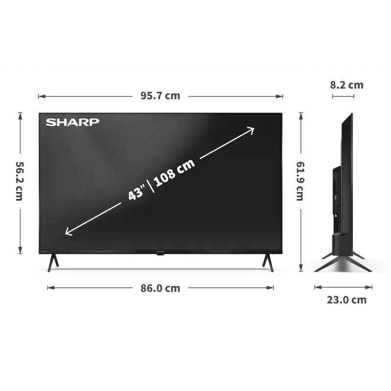 Sharp 43HP5265E televizorius 109,2 cm (43 col.) 4K Ultra HD Smart TV Wi-Fi juodas