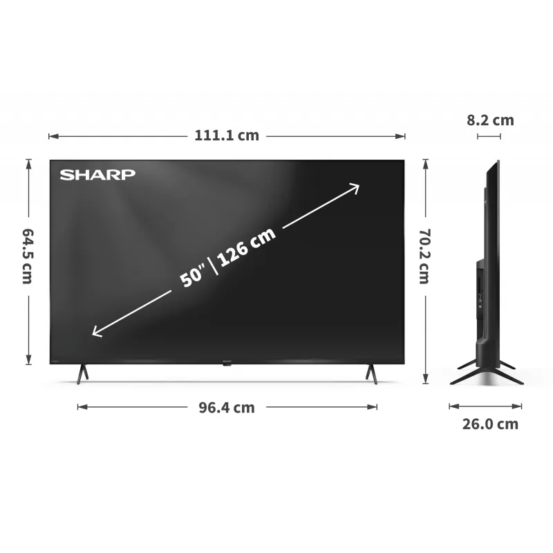 Sharp 50HP5265E televizorius 127 cm (50 colių) 4K Ultra HD Smart TV Wi-Fi juodas