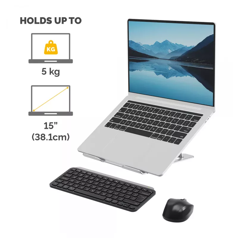 Fellowes Alumia nešiojamas stovas nešiojamam kompiuteriui, iki 15 colių, 5 kg, sidabrinis