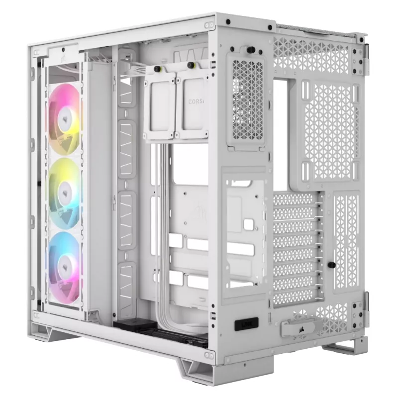 CORSAIR PC korpusas - iCUE LINK 6500X RGB Mid-Tower dviejų kamerų baltas