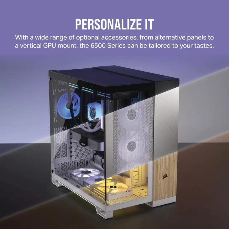 CORSAIR PC korpusas - iCUE LINK 6500X RGB Mid-Tower dviejų kamerų baltas