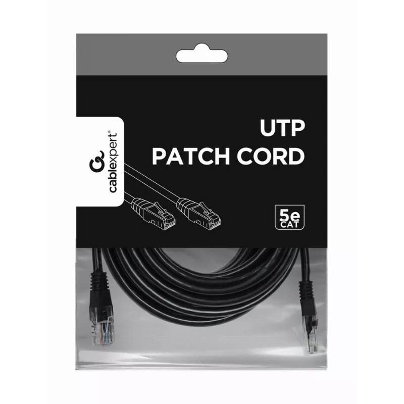 Gembird PP12-5M/BK – Patch laidas – Cat 5e – UTP – 5 m – Juodas