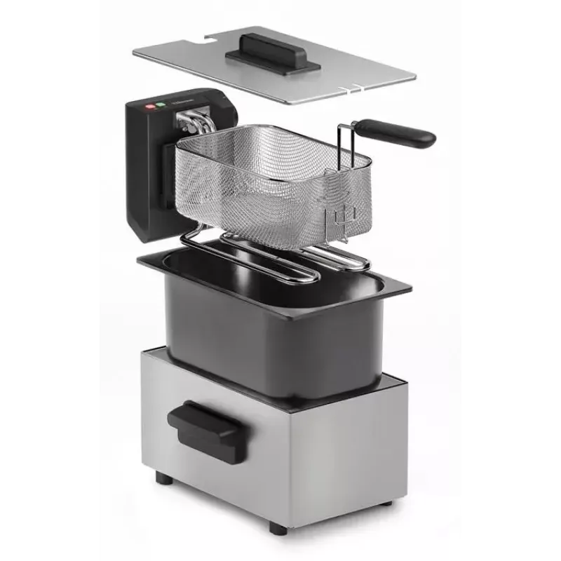 Gruzdintuvė Tristar FR-9334 – vieno krepšelio, 3 l, 2000 W, rotacinis valdymas, sidabrinė