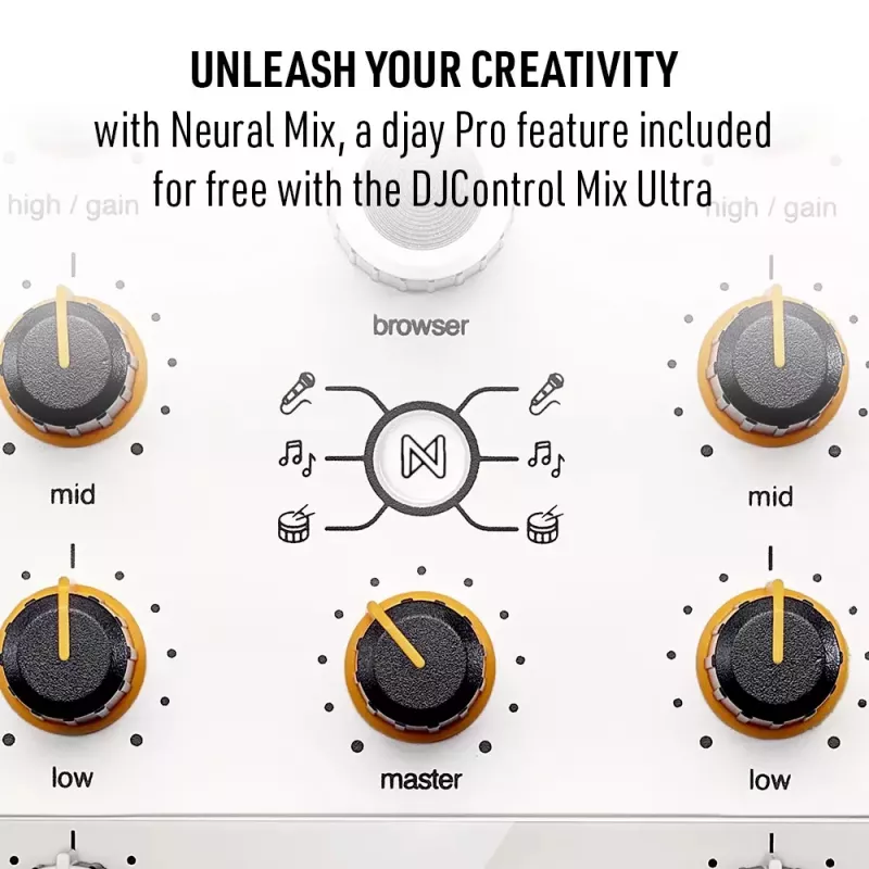DJ valdiklis Hercules DJControl Mix Ultra - baltas, mobilus Bluetooth valdiklis