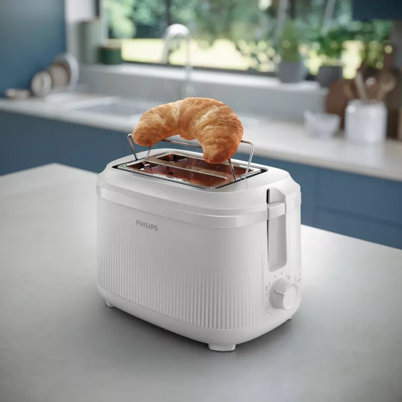 Philips 3000 serijos skrudintuvas, 2 griežinėliai, baltas, metalas, mygtukai, sukamoji rankenėlė, 900 W, 220-240 V