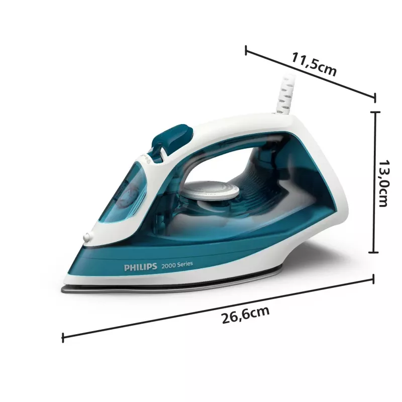 Philips 2000 serijos DST2020/90 garinis lygintuvas, keraminis padas, 2000 W, žydros spalvos