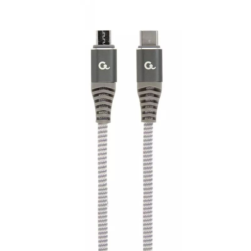 GEMBIRD Premium Cotton Braided USB Type-C į micro-USB įkrovimo ir duomenų laidas, 1,5 m – pilkas