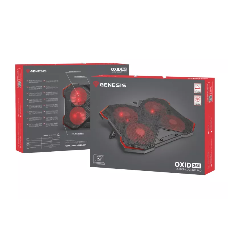 Aušinimo padėklas GENESIS Oxid 260 43,9 cm (17,3 inch) 1010 RPM Juodas, Raudonas