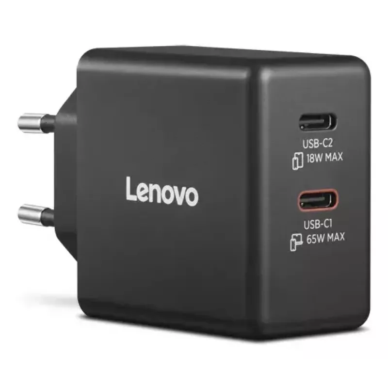 Mobiliojo įrenginio įkroviklis Lenovo G0A6065BEU — universalus vidinis AC įkroviklis, 2× USB-C, 100–240 V, 1,5 m laidas, juodas