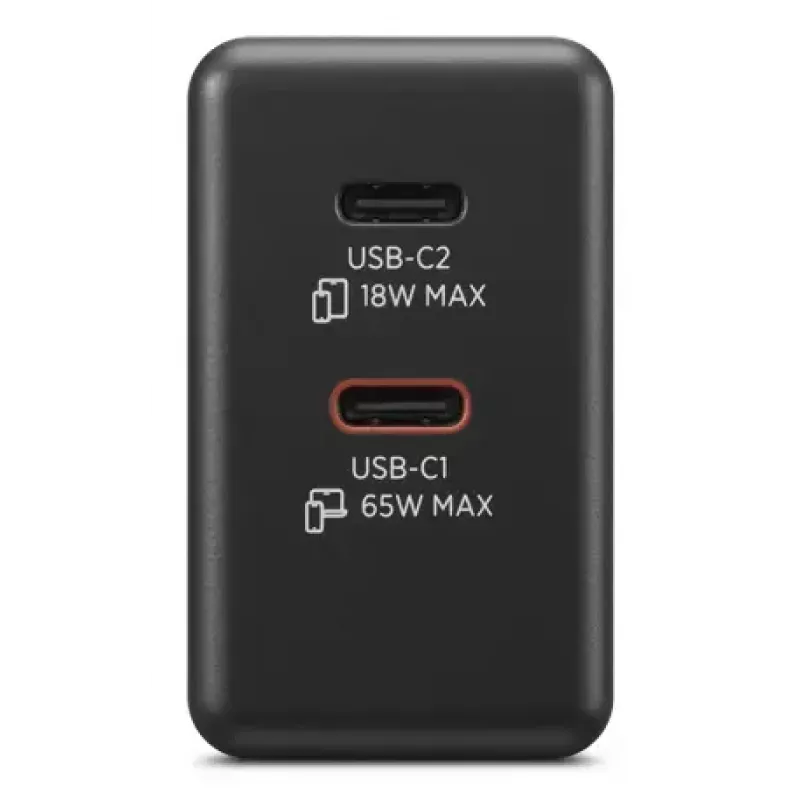 Mobiliojo įrenginio įkroviklis Lenovo G0A6065BEU — universalus vidinis AC įkroviklis, 2× USB-C, 100–240 V, 1,5 m laidas, juodas