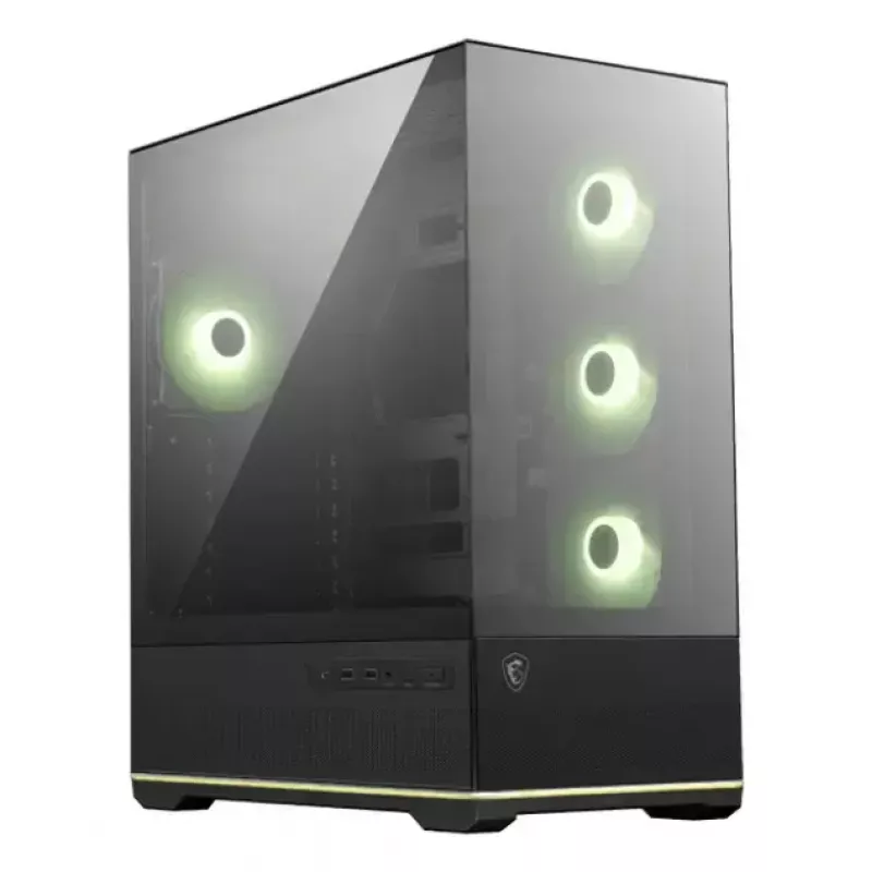 PC korpusas MSI MAG PANO 110R PZ Midi Tower – grūdintas stiklas, ATX, 3x120mm priekiniai ventiliatoriai, USB-C, palaiko 360mm radiatorių