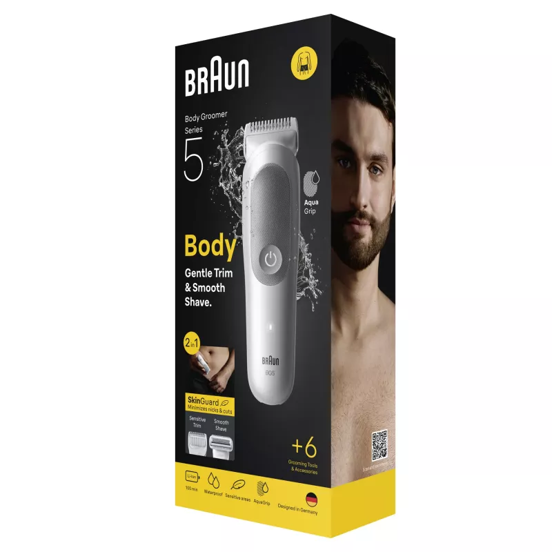 Braun Series 5 kūno groomeris/skustuvas, šviesiai pilkas