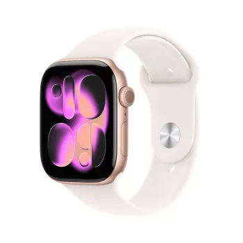 Apple Watch Series 11 GPS + Cellular 46 mm rožinio aukso aliuminio korpusas su šviesiai rožiniu sportiniu dirželiu
