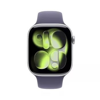 Išmanusis laikrodis Apple Watch Series 11 GPS + Cellular 46mm sidabrinis aliumininis korpusas, OLED 416x496, 64GB, atsparus vandeniui 50m, purpurinio rūko sportinė juosta S/M