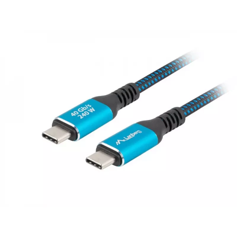 Lanberg CA-CMCM-44CU-0005-BK USB-C–USB-C USB4 kabelis, 0,5 m, 240 W, 8K 60 Hz