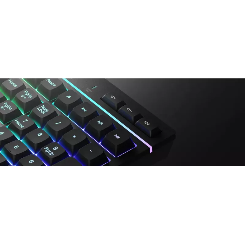 Pilno dydžio laidinė žaidimų klaviatūra Genesis Rhod 530, USB, QWERTY US, membraninė, RGB apšvietimas, 114 klavišų, 1,8 m laidas, juoda