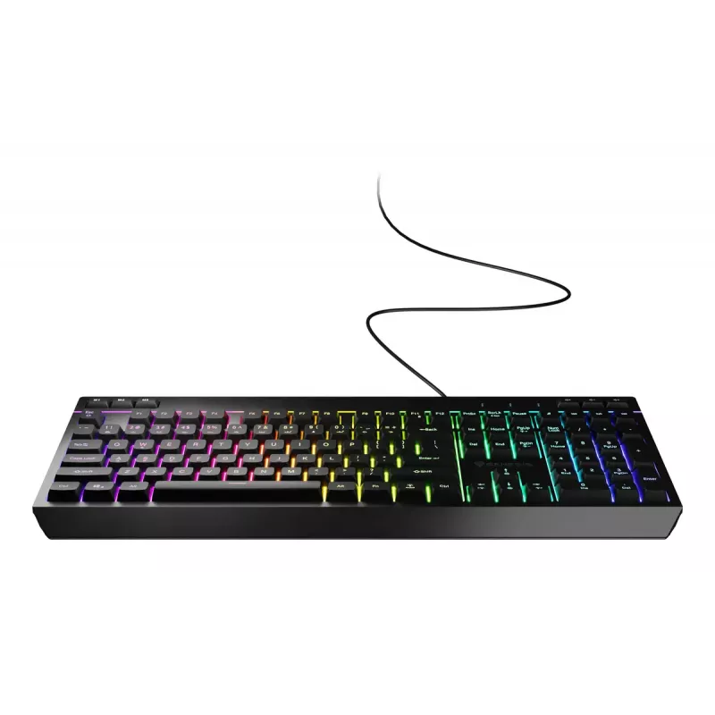Pilno dydžio laidinė žaidimų klaviatūra Genesis Rhod 530, USB, QWERTY US, membraninė, RGB apšvietimas, 114 klavišų, 1,8 m laidas, juoda
