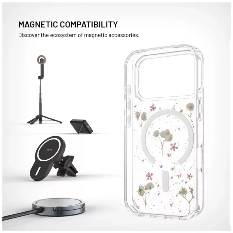 Apsauginis dėklas FIXED MagBloom, skirtas Apple iPhone 17 Pro — TPU, Blush Plum