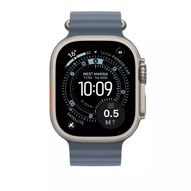 Apple Natural Titanium Finish MGCC4ZM/A mėlynas fluoroelastomerinis dirželis 49 mm