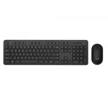 Belaidis klaviatūros ir pelės rinkinys ASUS CW100 — JAV išdėstymas, juoda, pilno dydžio QWERTY klaviatūra, 1600 DPI pelė