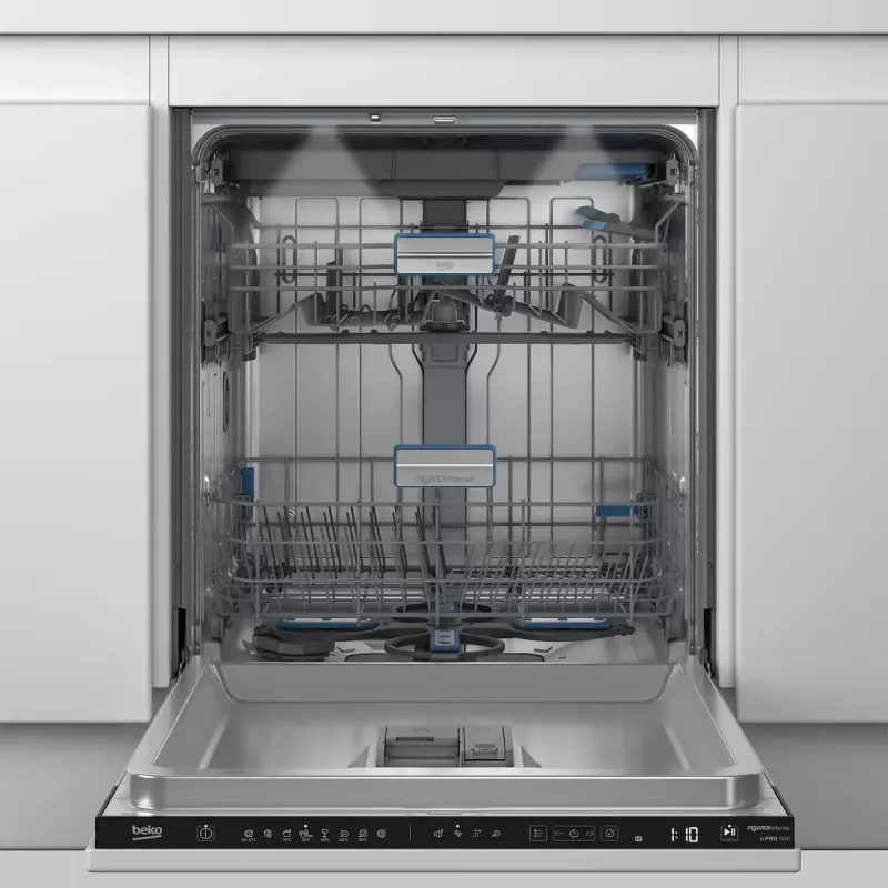 BEKO BDIN38542P įmontuojama indaplovė, 60 cm, 15 komplektų, 8 programos, energijos klasė C, ekranas, AquaStop, balta