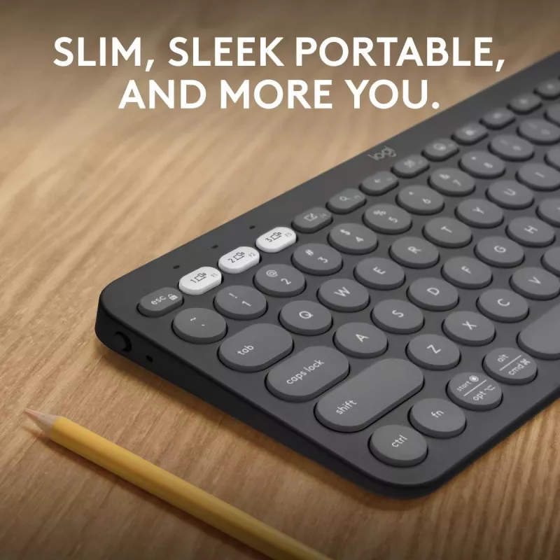 Logitech Pebble Keys 2 K380s belaidė klaviatūra Universal RF Wireless + Bluetooth QWERTY US International Graphite