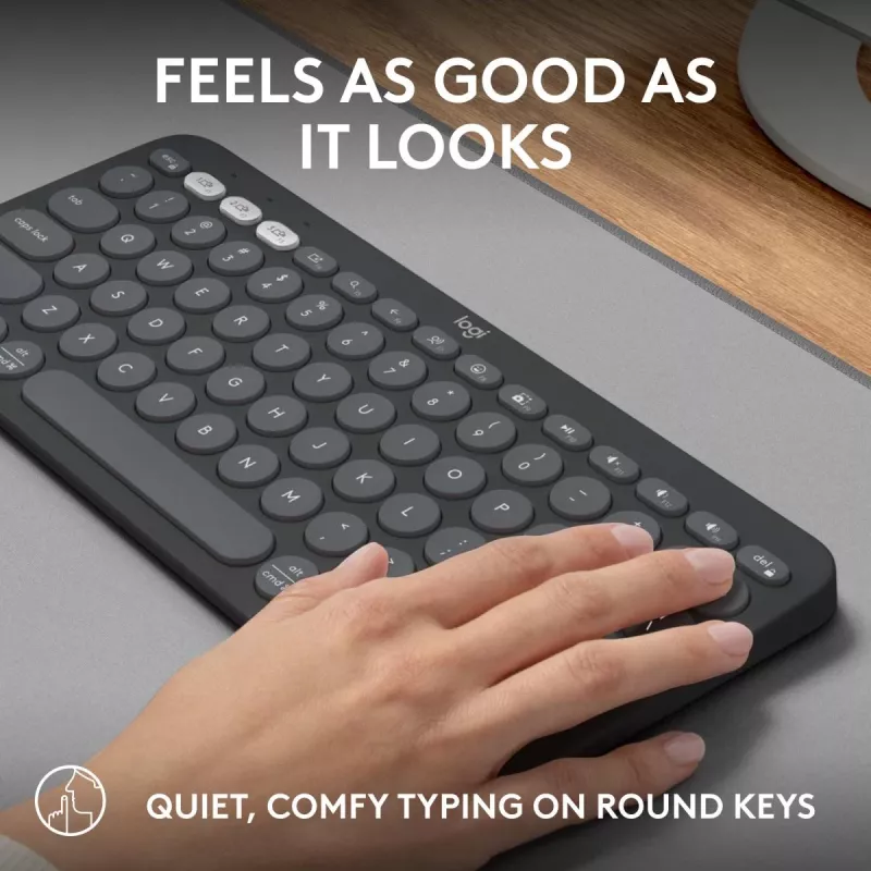 Logitech Pebble Keys 2 K380s belaidė klaviatūra Universal RF Wireless + Bluetooth QWERTY US International Graphite