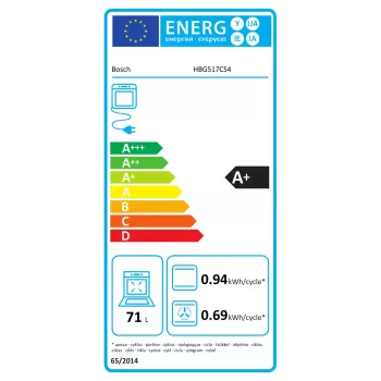Įmontuojama orkaitė Bosch HBG517CS4 71 l talpa A+ energijos klasė juoda
