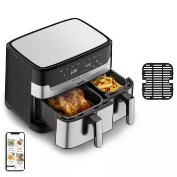 Tefal Dual Easy Fry & Grill EY905D Dviguba 8,3 L 2700 W Karšto oro gruzdintuvė Nerūdijantis plienas
