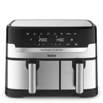 Tefal Dual Easy Fry & Grill EY905D Dviguba 8,3 L 2700 W Karšto oro gruzdintuvė Nerūdijantis plienas