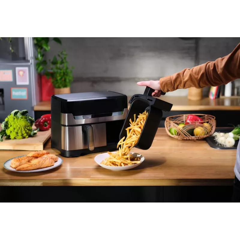 Tefal Dual Easy Fry & Grill EY905D Dviguba 8,3 L 2700 W Karšto oro gruzdintuvė Nerūdijantis plienas
