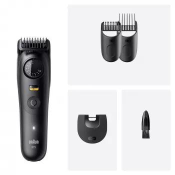 Barzdos kirpimo mašinėlė BRAUN BT5520 — 0,5–20 mm, 40 ilgio pakopų, įkraunama, 120 min baterija, juoda