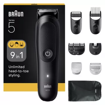 Braun Series 5 AIO5540 All-In-One Style Kit 9 viename plaukų kirpimo prietaisas, plaunamas, juodas