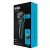 Folijos skustuvas BRAUN Series 5 51-M1000s — 3 galvutės, šlapias/sausas, Li‑Ion įmontuota baterija, greitas įkrovimas, juoda/mėlyna