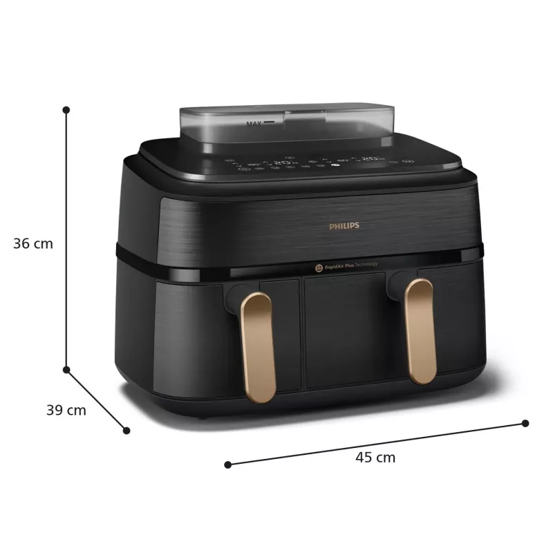 Philips 5000 serijos NA552/00 oro gruzdintuvė 9 L 2750 W dviguba juoda, auksinė