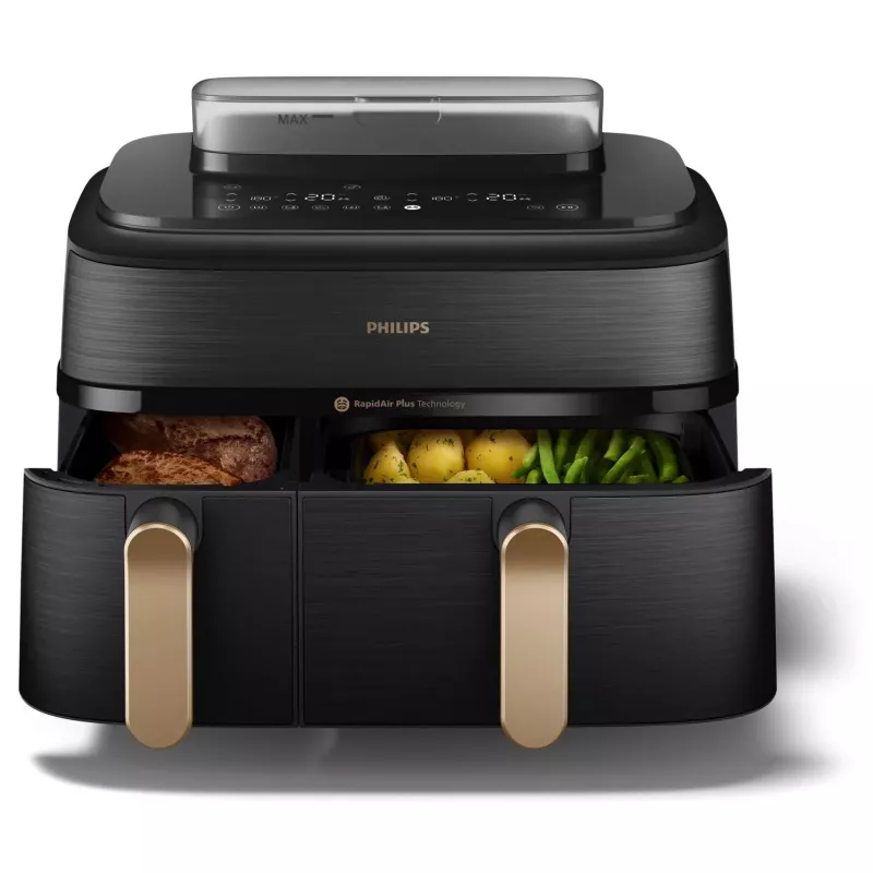Philips 5000 serijos NA552/00 oro gruzdintuvė 9 L 2750 W dviguba juoda, auksinė