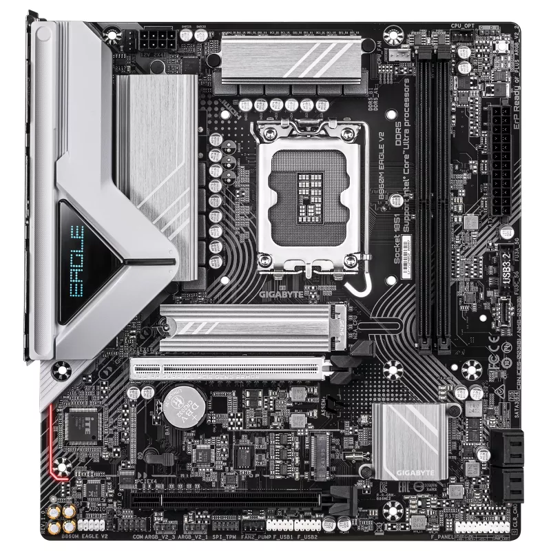 Motininė plokštė GIGABYTE B860M EAGLE V2 — Micro ATX, LGA 1851, Intel B860, 2x DDR5 iki 9066MHz, PCIe 5.0, 2.5GbE