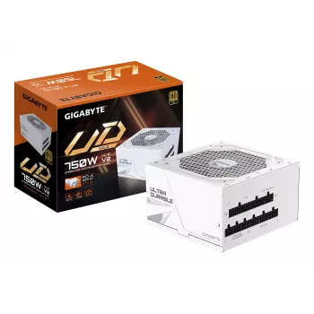 Maitinimo blokas GIGABYTE UD750GM PG5 V2 750W ATX 3.1, 80 PLUS Gold, visiškai modulinis, 8 SATA, 4x (6+2) PCIe, 2x EPS, baltas