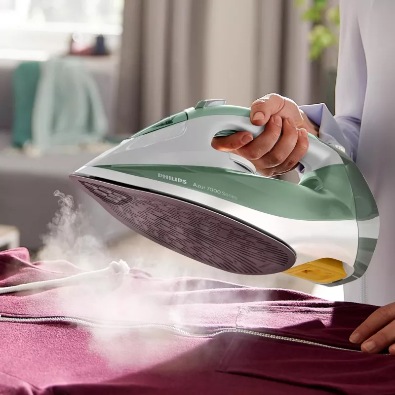 Philips 7000 serijos DST7012/70 lygintuvas su garais, SteamGlide Plus padas, 2600 W, žalia, pilka