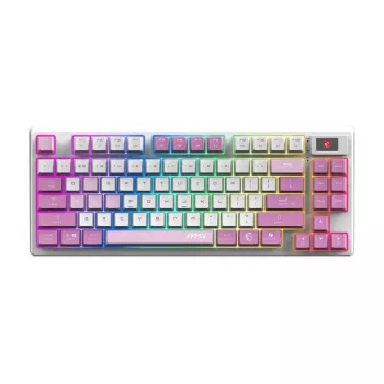 MSI FORGE GK600 TKL WIRELESS VIOLET klaviatūra Gaming USB + Bluetooth QWERTY UK English Rožinė, Violetinė, Balta