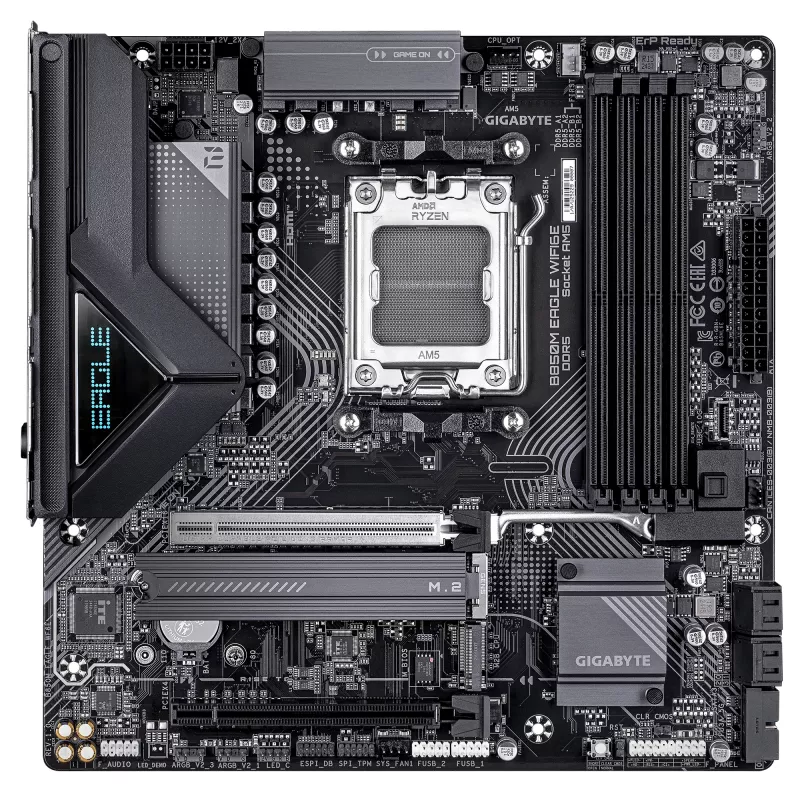 Motininė plokštė GIGABYTE B850M EAGLE WIFI6E Socket AM5, skirta AMD Ryzen 7000/8000/9000, DDR5 iki 8200MHz (OC), PCIe 5.0, Wi‑Fi 6E, 2.5 GbE