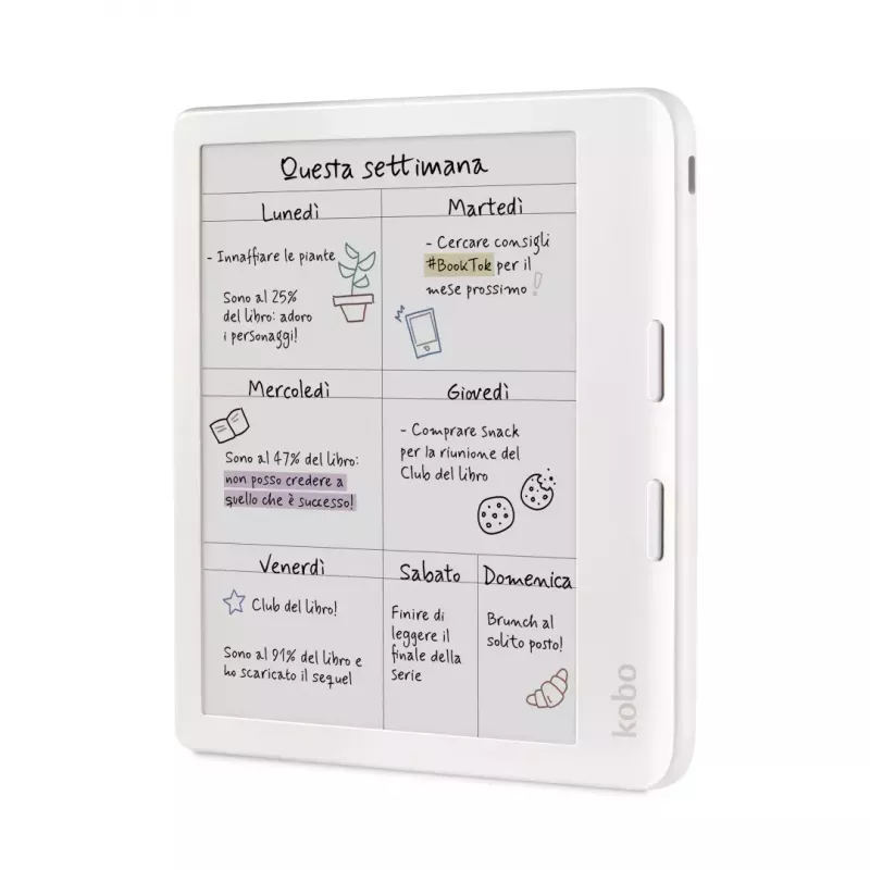 E. knygų skaitytuvas Kobo Libra Colour 7 colių E Ink Kaleido, 32 GB, Wi‑Fi, Bluetooth, atsparus vandeniui, baltas