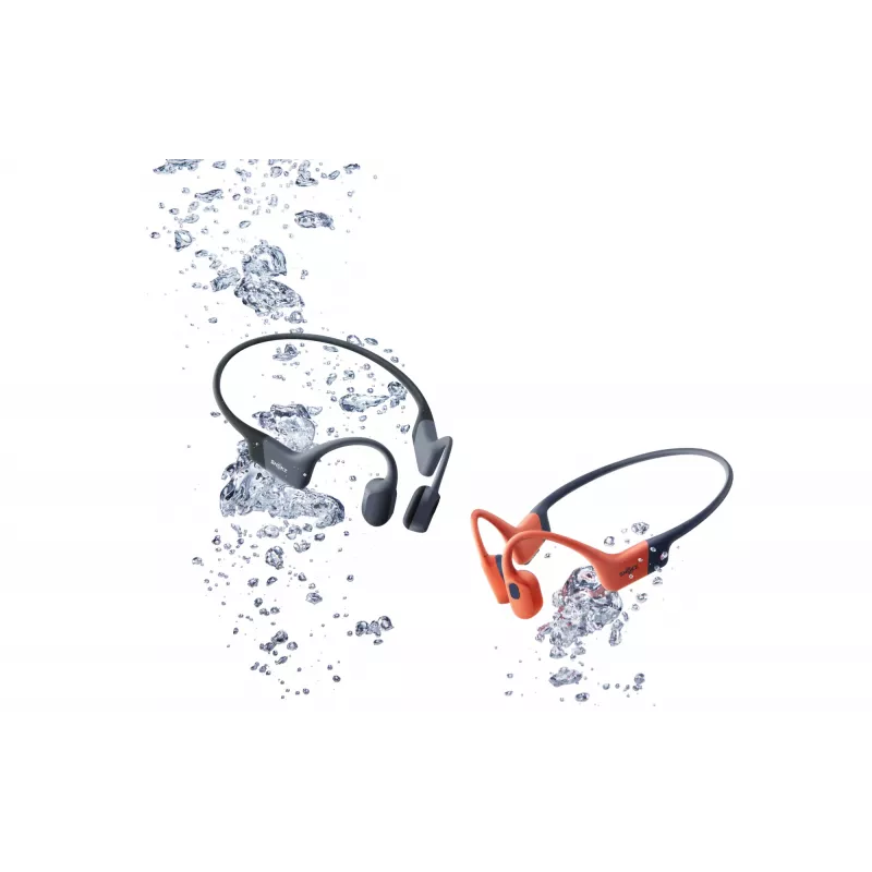 Ausinės Shokz OpenSwim Pro – atviros kaulinio laidumo belaidės ausinės, IP68 atsparios vandeniui, Bluetooth 5.4, 32 GB, 9 h grojimo, pilkos