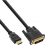InLine HDMI į DVI laidas, vyriškas / 18+1 vyriškas, auksuotas, 3 m