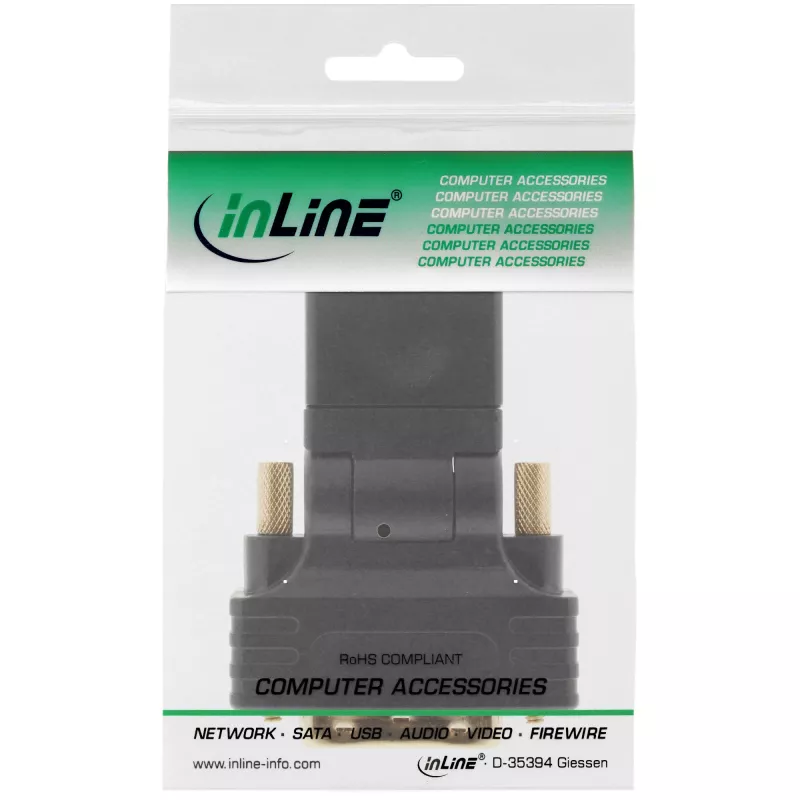 InLine HDMI į DVI adapteris HDMI moteriškas / DVI vyriškas lankstus auksuotas 4K2K