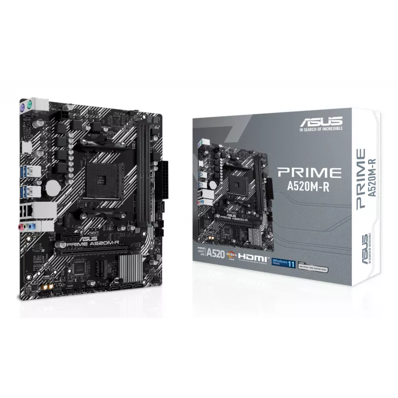 Pagrindinė plokštė ASUS PRIME A520M-R, AMD A520, Socket AM4, micro ATX